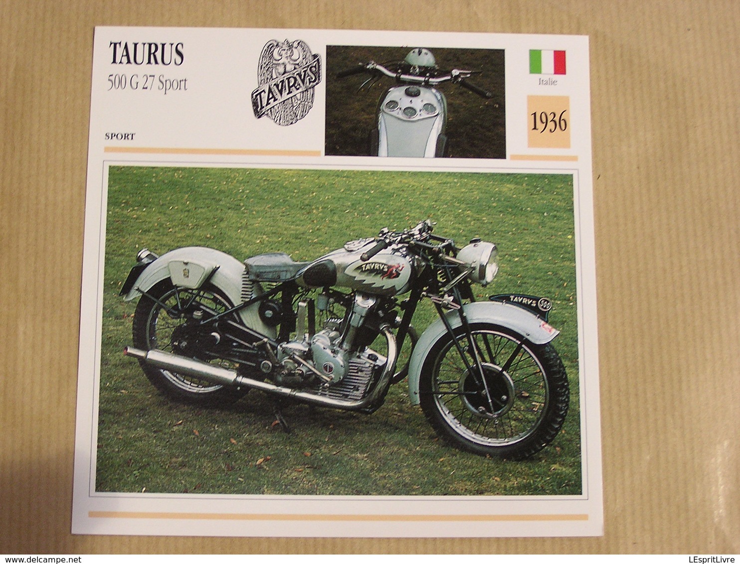 TAURUS 500 G 27 Sport  Italie Italia 1936 Moto Fiche Descriptive Motocyclette Motos Motorcycle Motocyclette - Andere & Zonder Classificatie