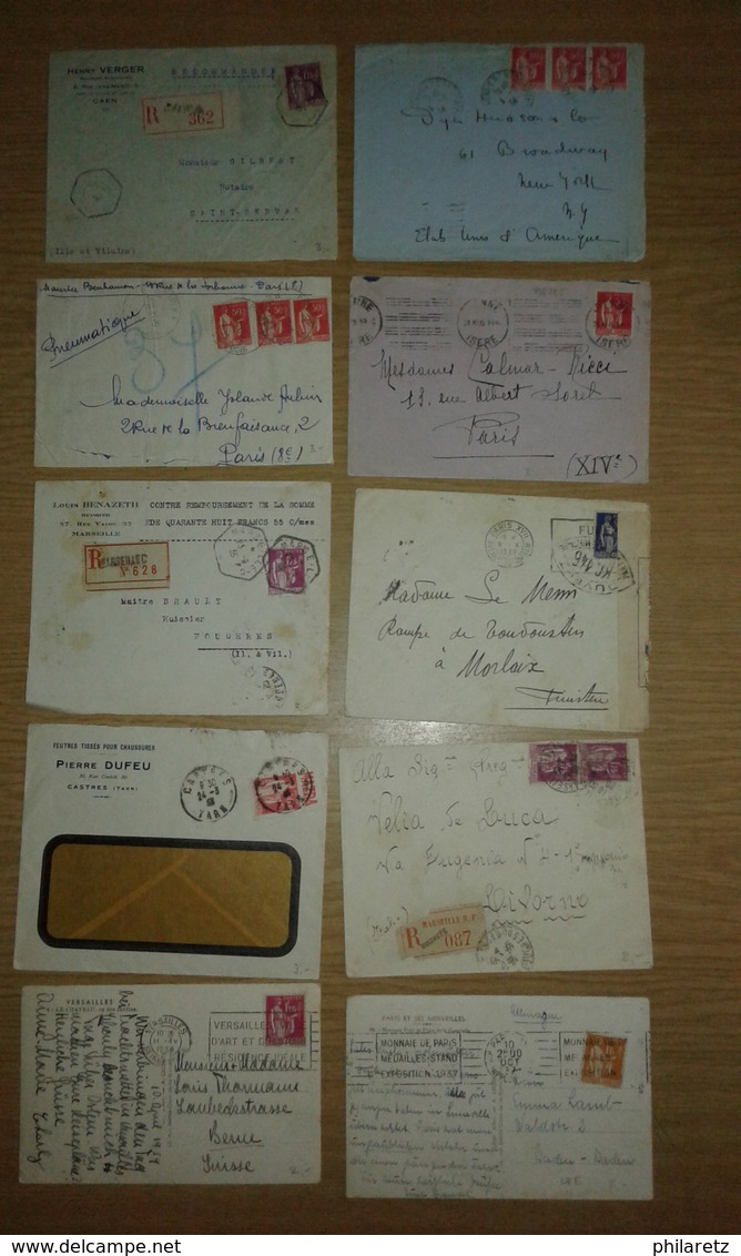 Lot De Lettres Et Cartes Affranchies Type PAIX Uniquement - 1921-1960: Modern Period