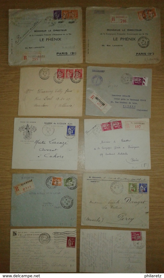 Lot De Lettres Et Cartes Affranchies Type PAIX Uniquement - 1921-1960: Période Moderne