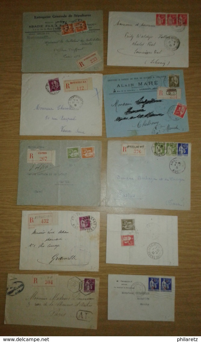 Lot De Lettres Et Cartes Affranchies Type PAIX Uniquement - 1921-1960: Période Moderne