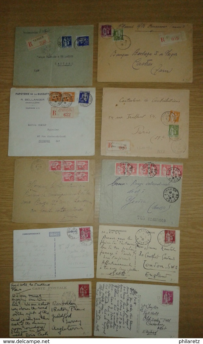 Lot de lettres et cartes affranchies type PAIX uniquement