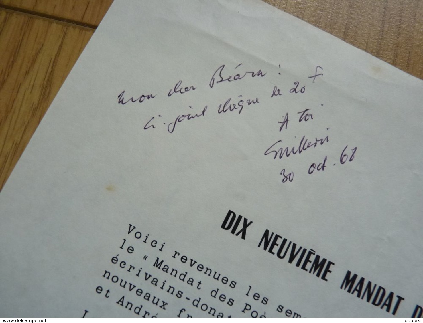 Eugène GUILLEVIC (1907-1997) Poète. CONGOURT POESIE. Autographe à Pierre Béarn