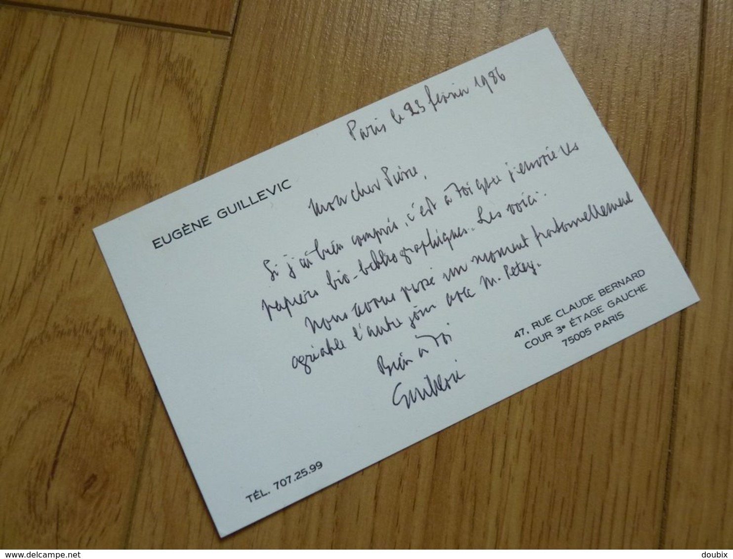 Eugène GUILLEVIC (1907-1997) Poète. CONGOURT POESIE. Autographe à Pierre Béarn