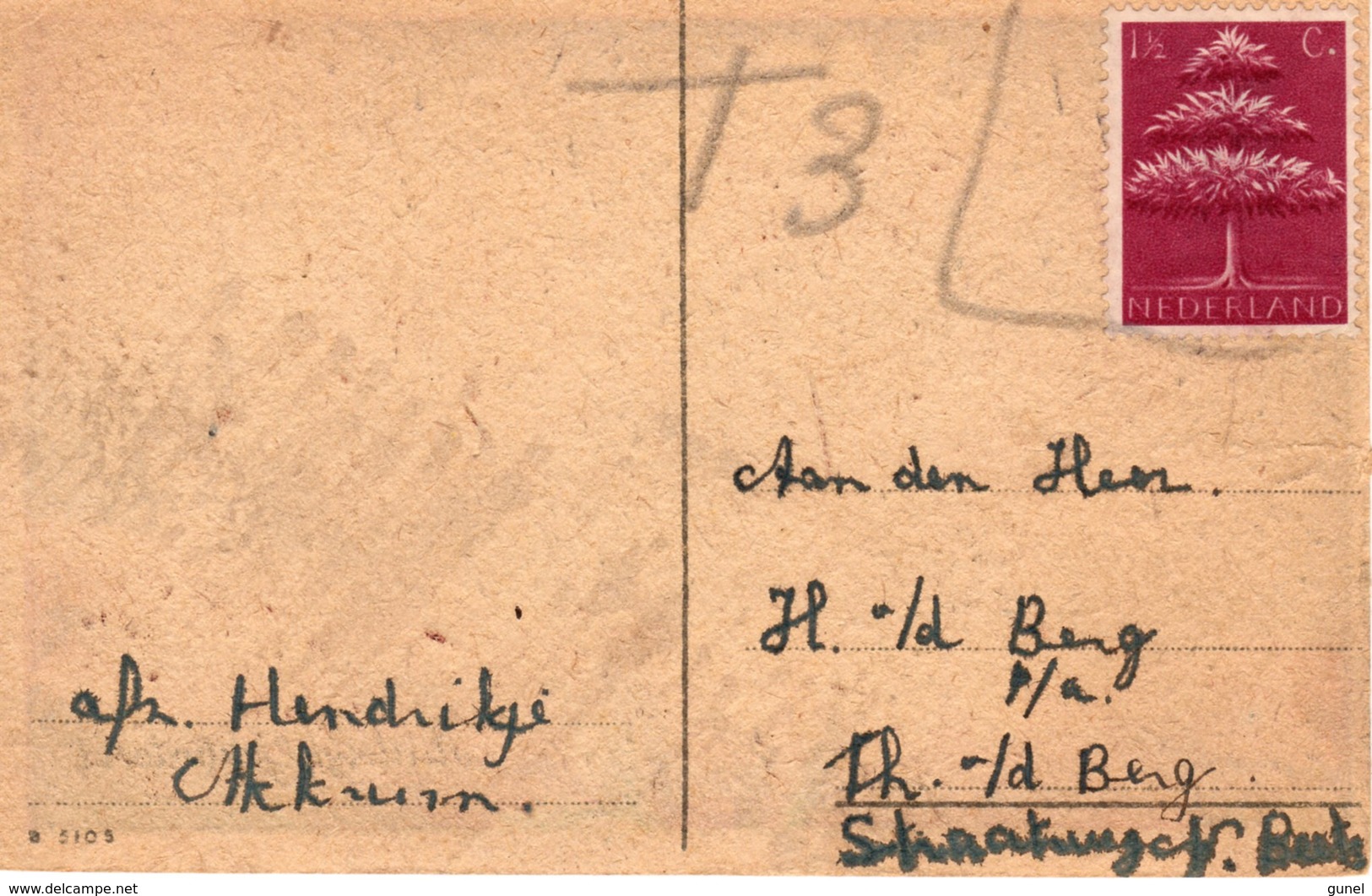 `1943 Germaans Symbool 1 1/2 Cent Op Felicitatiekaart Van Akkrumbeport Met 3cent - Brieven En Documenten