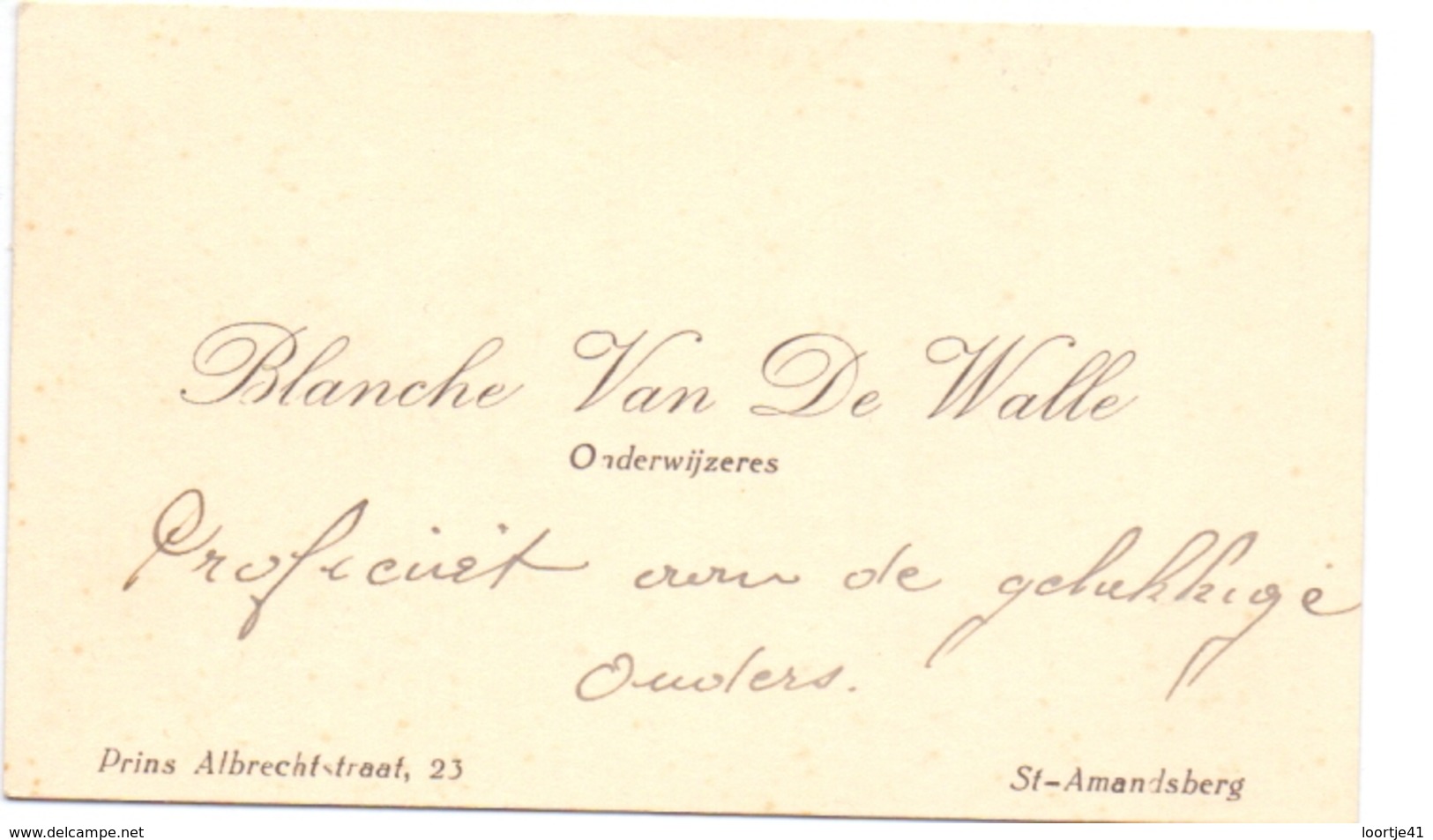 Visitekaartje - Carte Visite - Onderwijzeres Blanche Van De Walle - St Amandsberg - Cartes De Visite