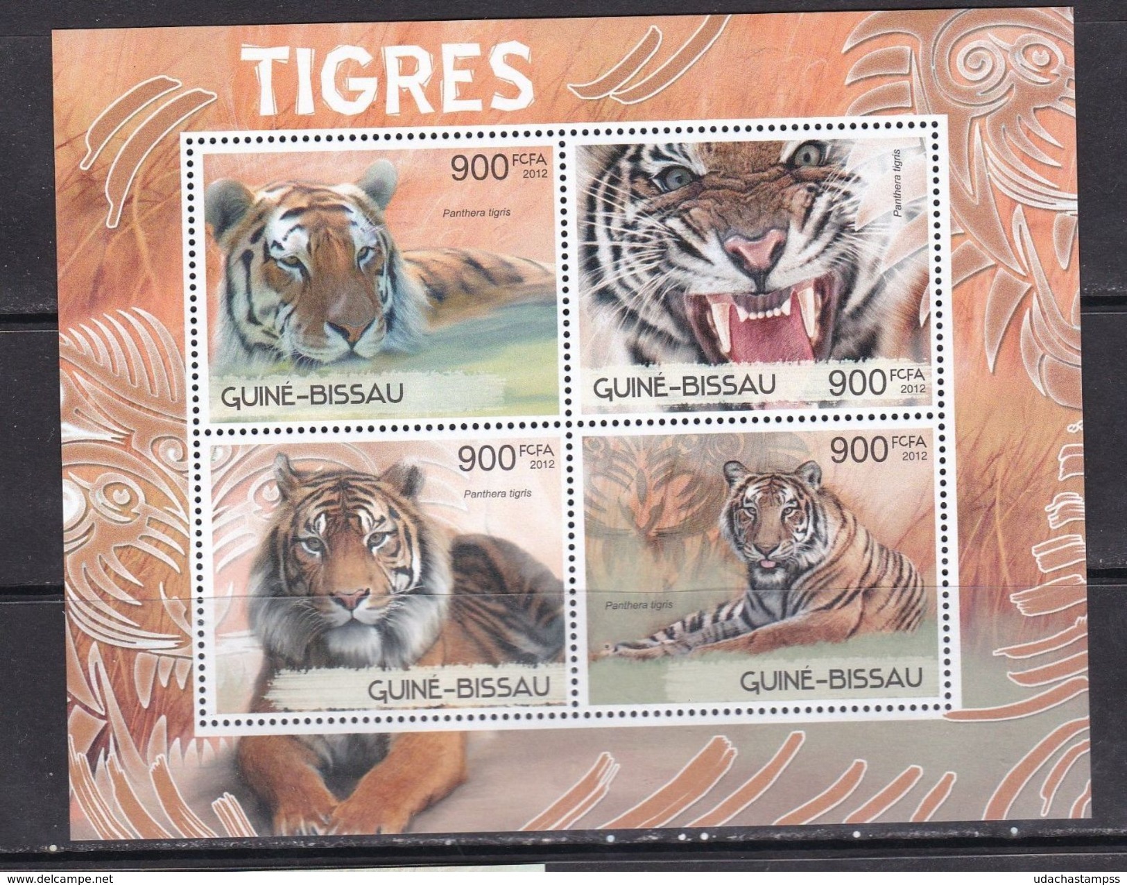 Guinea Bissau 2012 Cats Of Prey Wild Animals Fauna Year Of Tigers Klb MNH - Raubkatzen