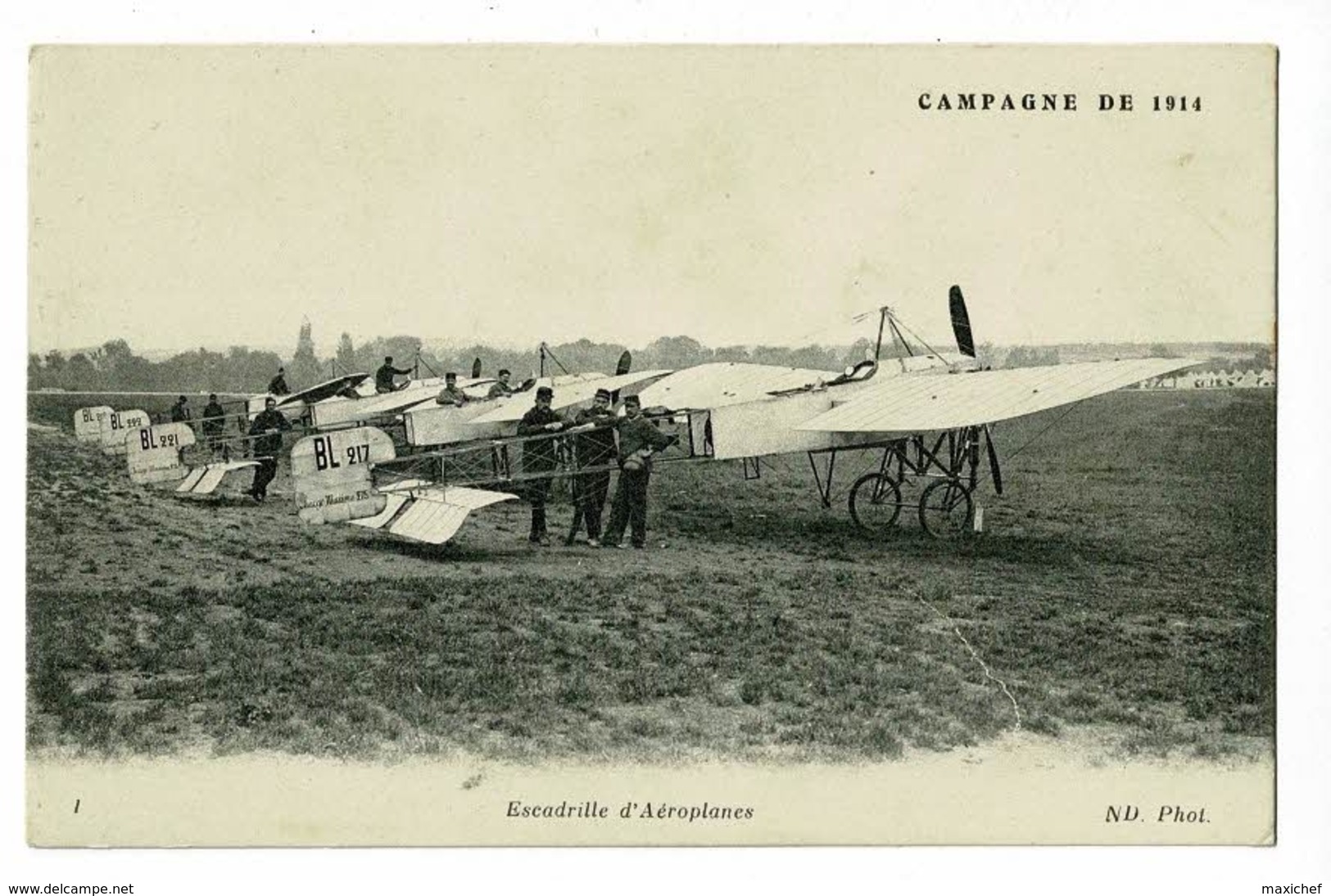 Campagne 1914 - Escadrille D'Aéroplanes (Monoplans Biplaces Blériot, Charge Maxima 275 Kilos Sur Terrain (animation) - Guerre 1914-18