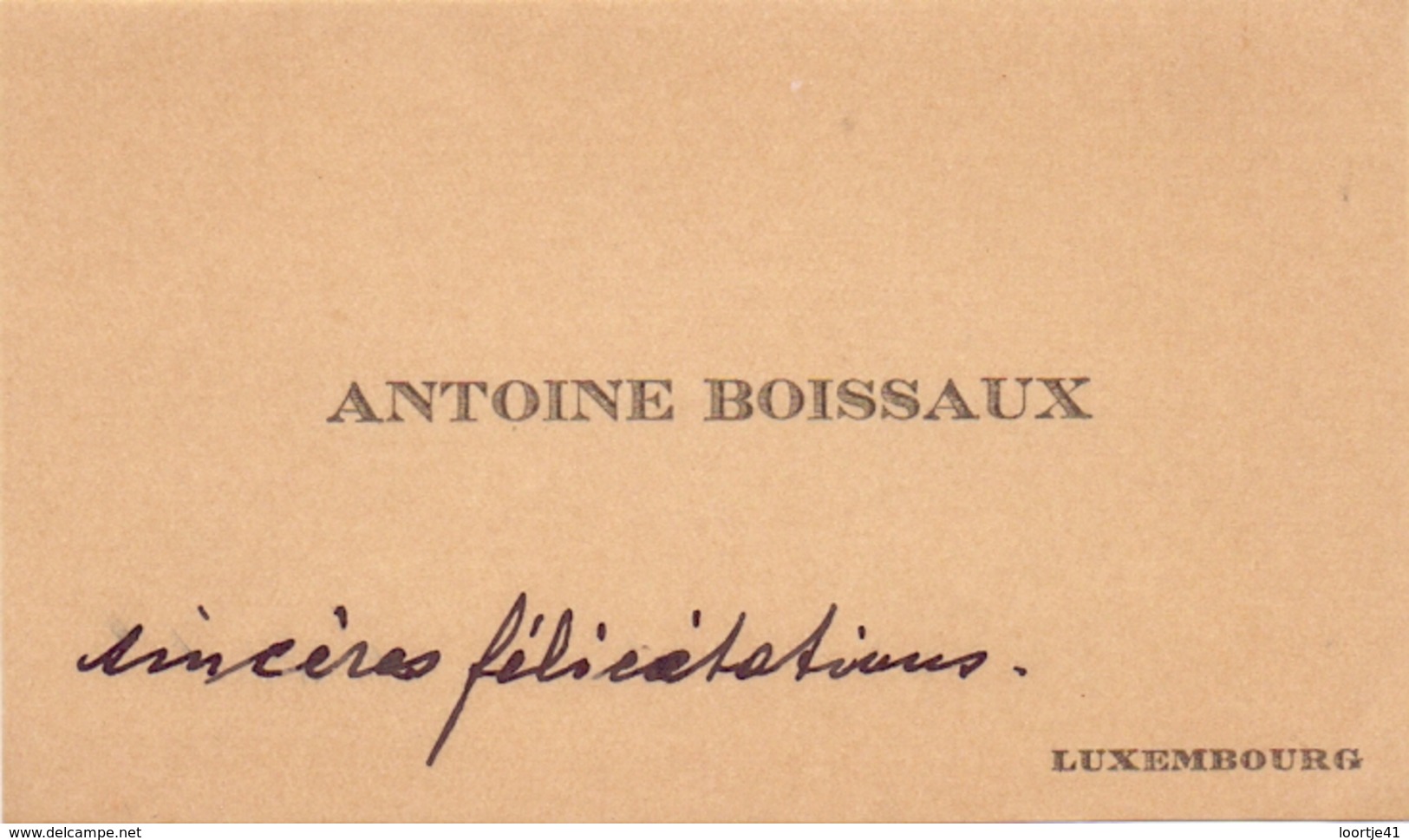 Visitekaartje - Carte Visite - Antoine Boissaux - Luxembourg - Cartes De Visite