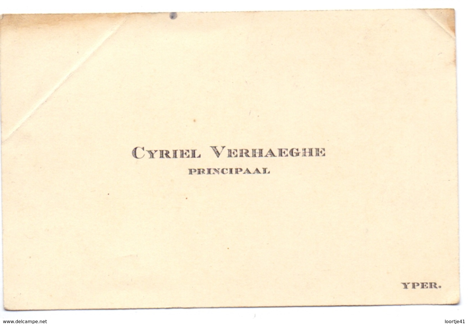 Visitekaartje - Carte Visite - Principaal Cyriel Verhaeghe - Ieper - Cartoncini Da Visita