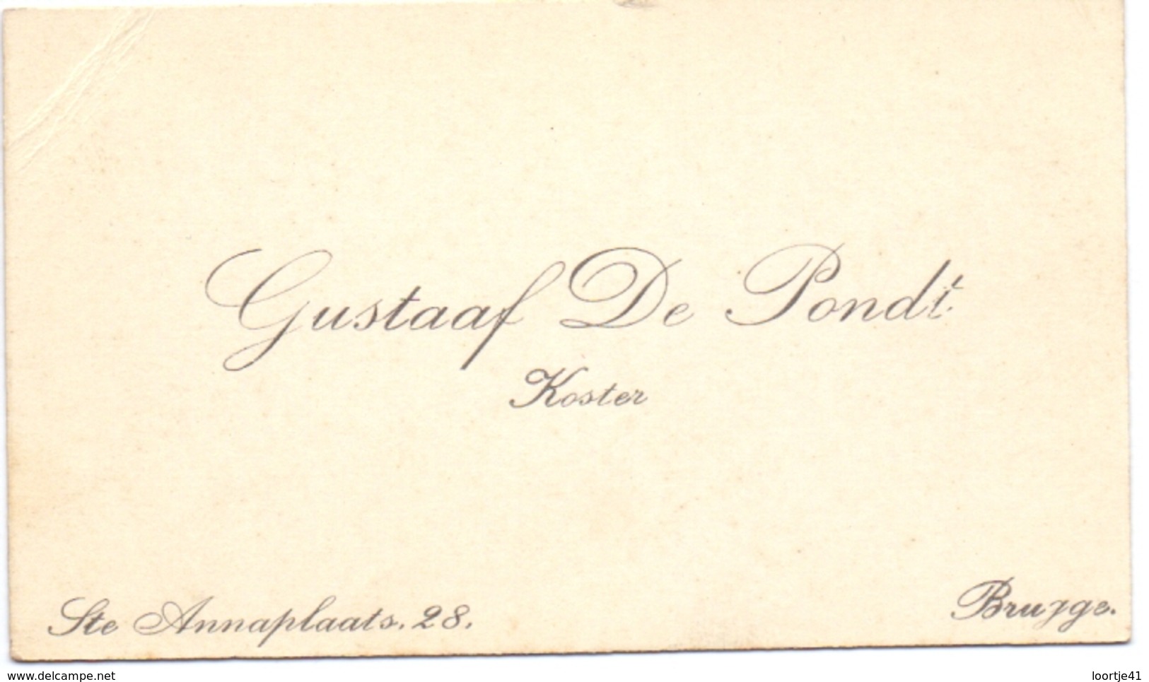 Visitekaartje - Carte Visite - Koster Gustaaf De Pondt - St Anna Brugge - Visiting Cards