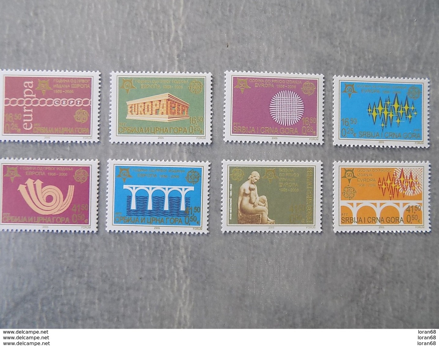 Série 8 Timbres Neuf Serbie 2005 : Cinquantenaire Du Timbre Europa - Autres & Non Classés