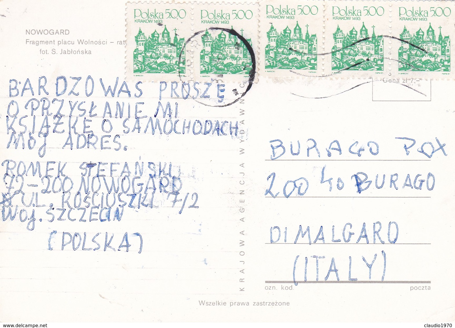 CARTOLINA - POSTCARD - POLONIA - NOWOGARD - VIAGGIATA PER ITALY ( ITALIA) - Polonia