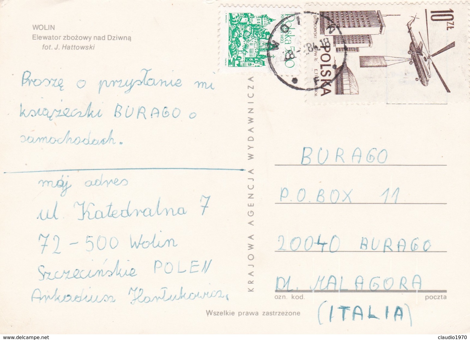 CARTOLINA - POSTCARD - POLONIA - WOLIN  - VIAGGIATA PER ITALY ( ITALIA) - Polonia