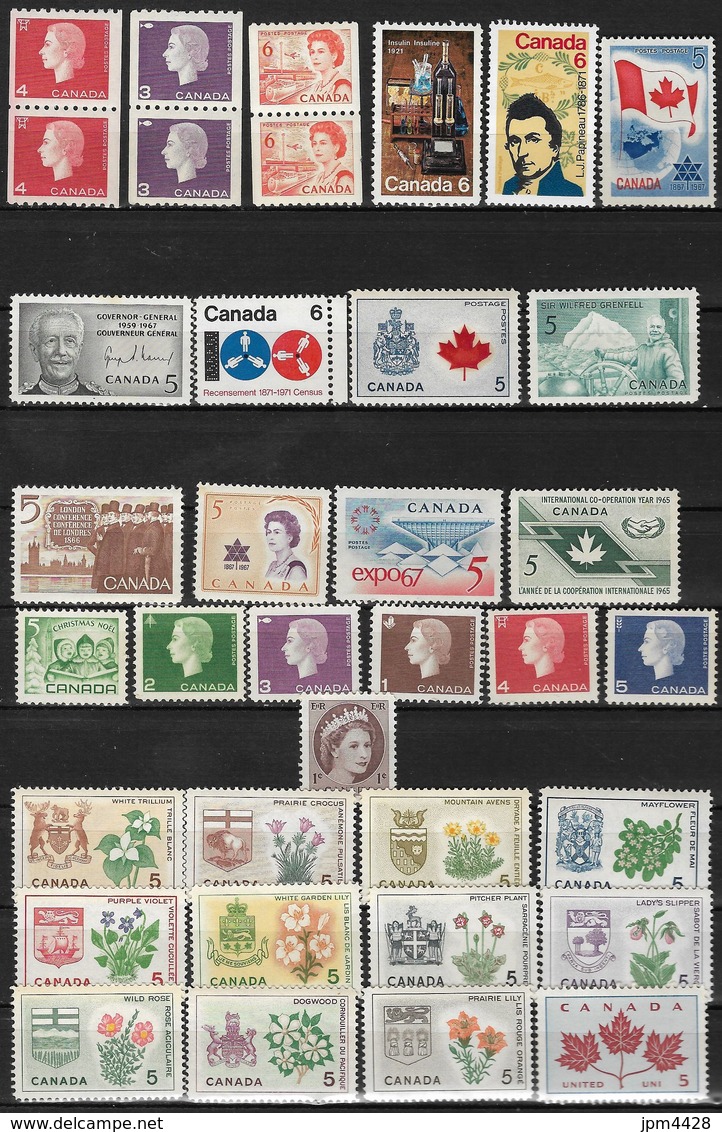 Canada  Lot 36 Timbres  Et 13 Paires Neufs **  - Départ Petit Prix - Vrac (max 999 Timbres)