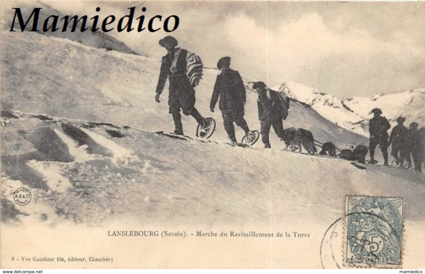 1907? LANSLEBOURG  "Marche Du Ravitaillement De La Turra". Chasseurs Alpins Dans La Neige En Racquettes. - Sports D'hiver