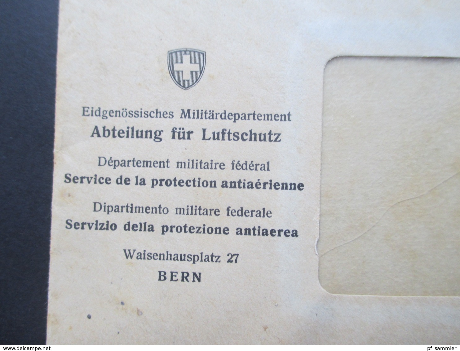 Schweiz 1948 Officiel Eidgenössisches Militärdepartement Abteilung Für Luftschutz. Stempel Bern 100 Jahre Bundesstaat - Briefe U. Dokumente