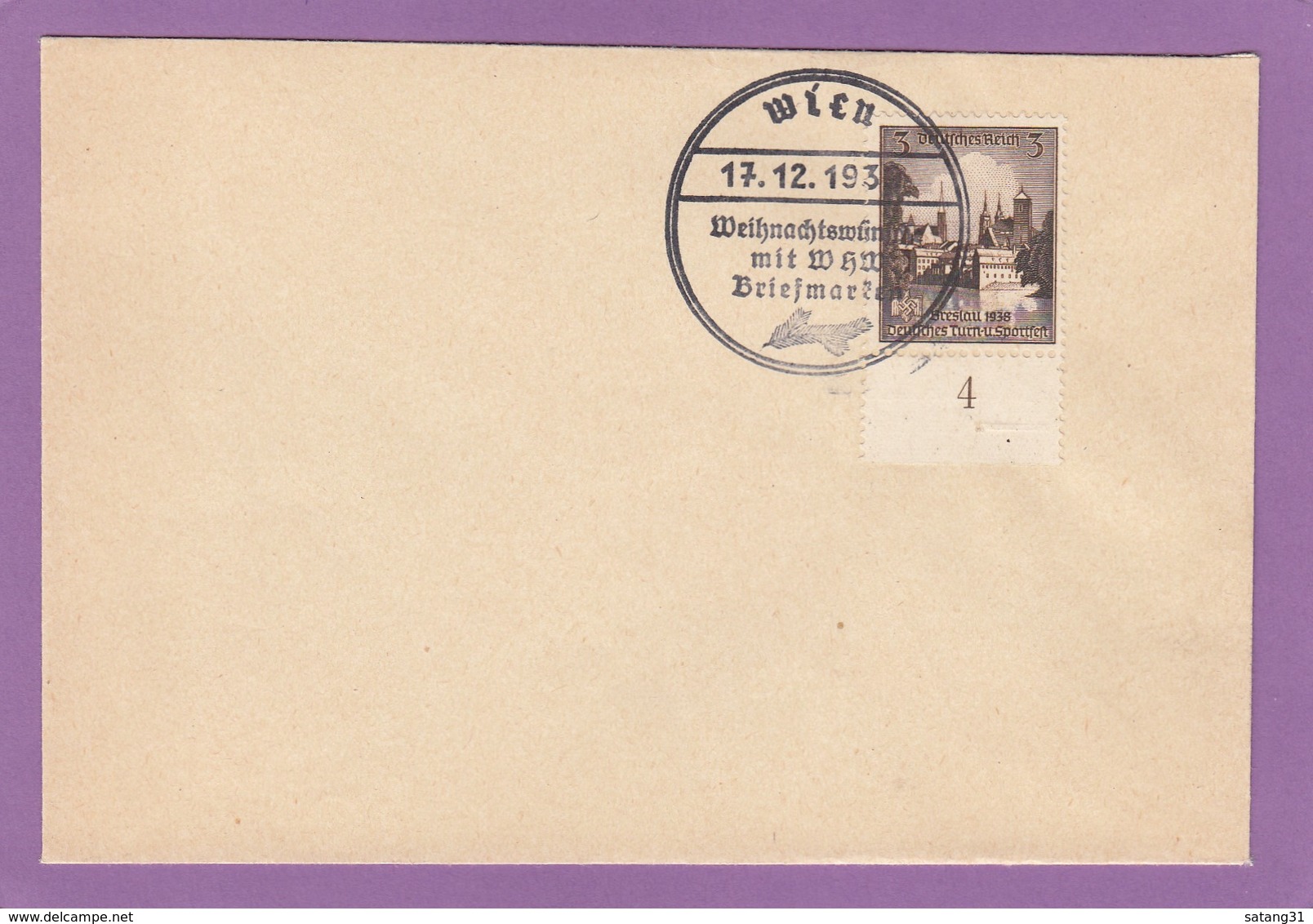 WIEN,17.12.1939,WEINACHTSWÜNSCHE MIT WHW BRIEFMARKEN. - Briefe U. Dokumente