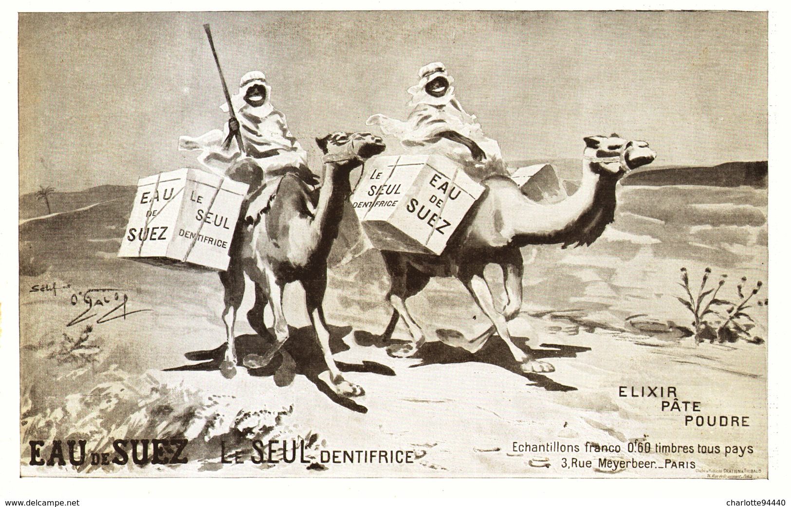 PUB DENTIFRICE  " EAU De SUEZ " Par O'GALOP  1909 ( 4 ) - Autres & Non Classés