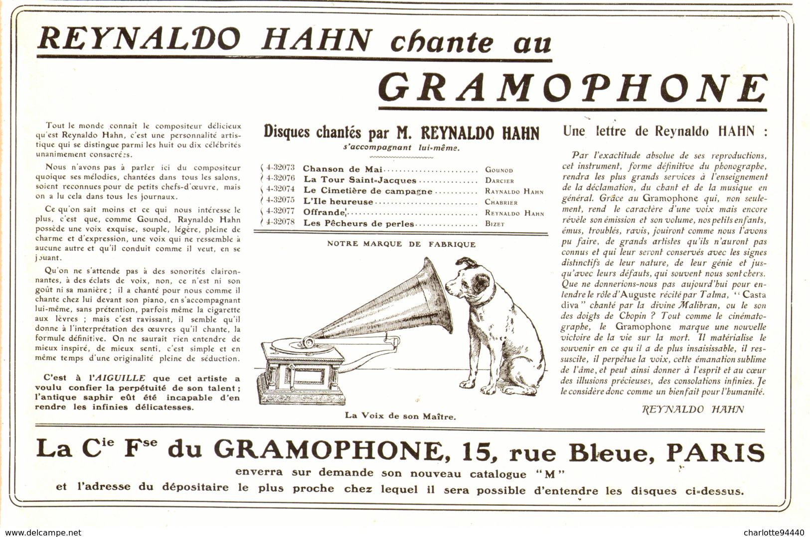 PUB " COMPAGNIE FRANCAISE De GRAMOPHONE   " 1909 ( 6 ) - Other & Unclassified