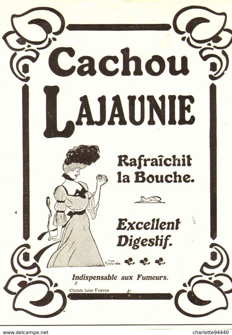 PUB   CACHOU  " LAJAUNIE  "  1908  ( 1 A ) - Boîtes