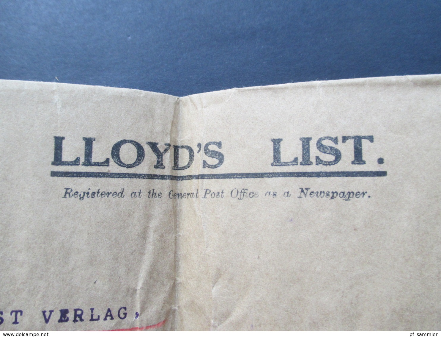 GB 1931 Freistempel London  Post Paid Streifband Lloyd's List An Den Seedienst Verlag In Hamburg I - Lettres & Documents