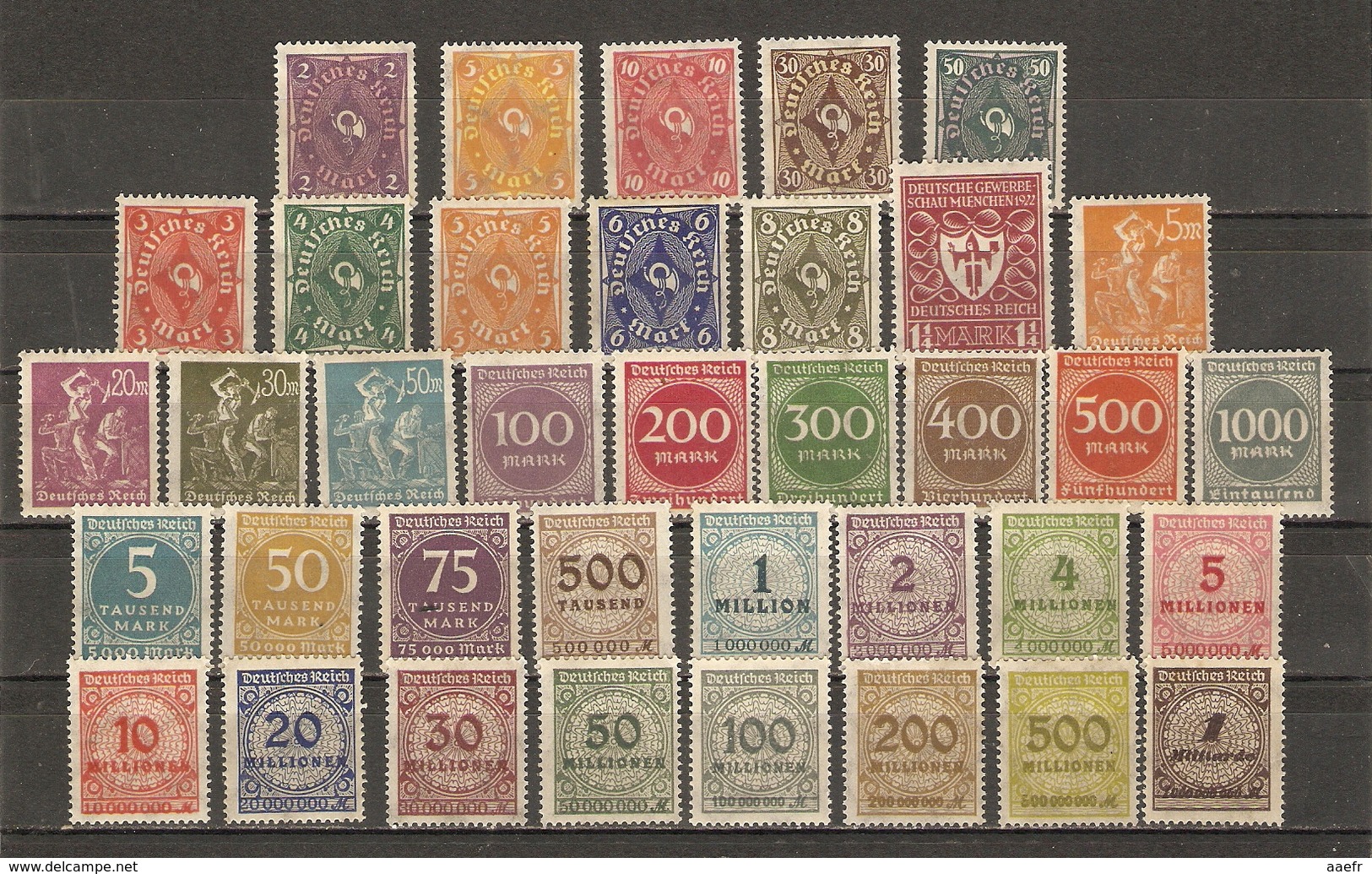 Allemagne, Weimar - 1922/3 - Inflation -  Petit Lot De 37 Timbres - 25 MNH  - 11 MH  - 1 NSG (196) - Vrac (max 999 Timbres)