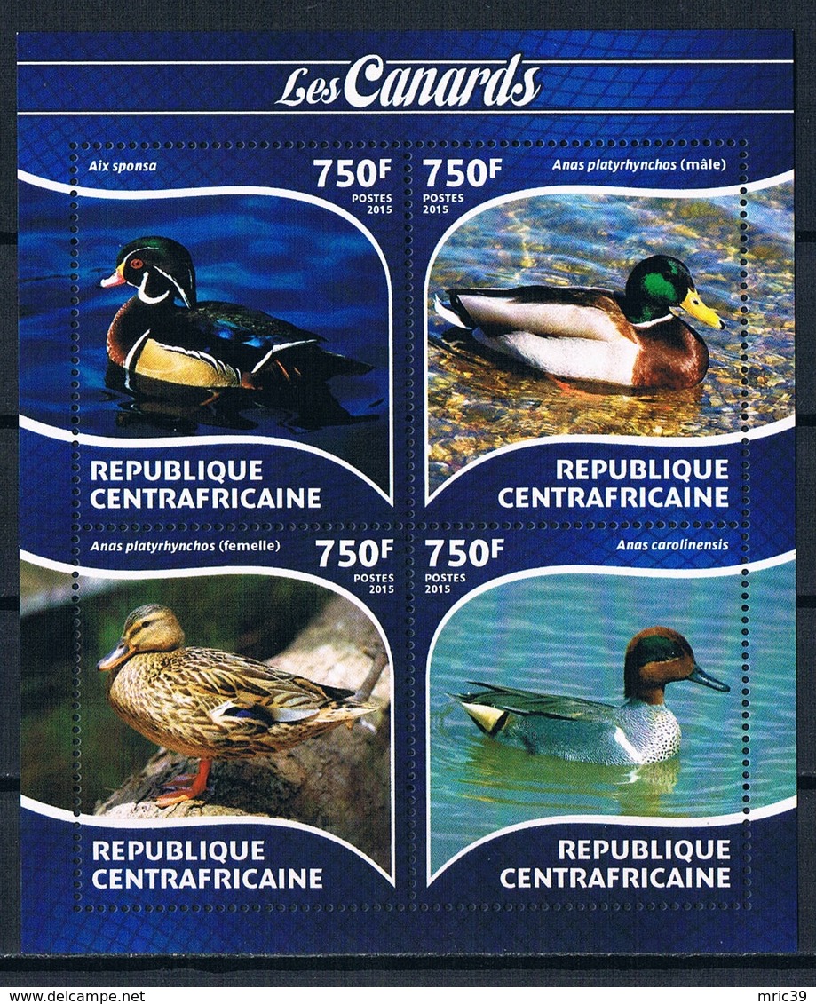 Bloc Sheet Oiseaux Canards Birds Ducks  Neuf MNH ** Central Africa Republique Centrafricaine 2015 - Canards