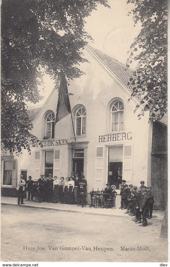 Huis Jos. Van Gompel-Van Heupen - Markt-Moll - Zeer Geanimeerd - 1912 - Uitg. Jos. Van Gompel-Van Heupen - Mol