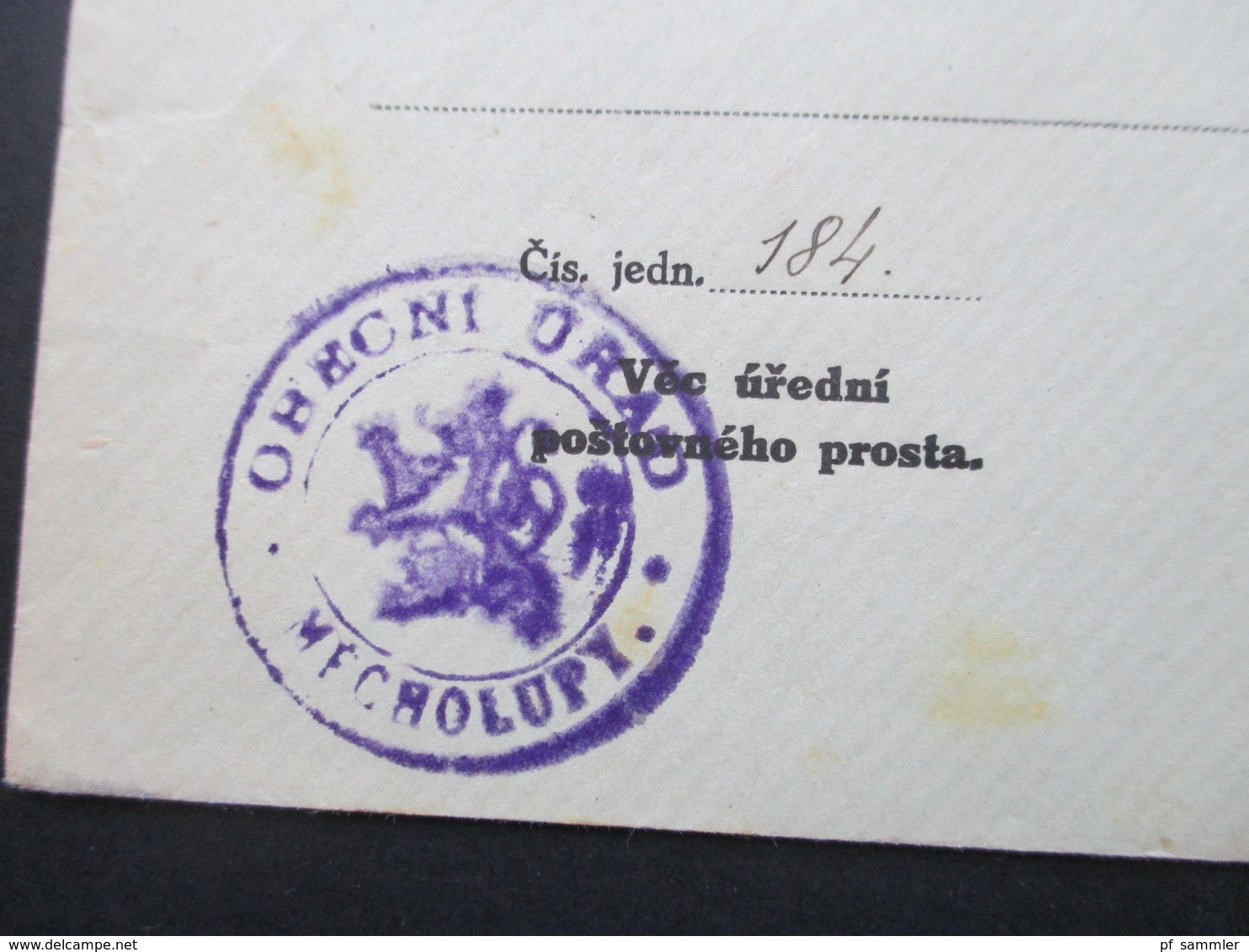 Böhmen Und Mähren 6.5.1939 Mitläufer Portomarke M P 62 Vom Unterrand Als EF Obecni Urad Mecholupy, Okr. Klatovy - Lettres & Documents