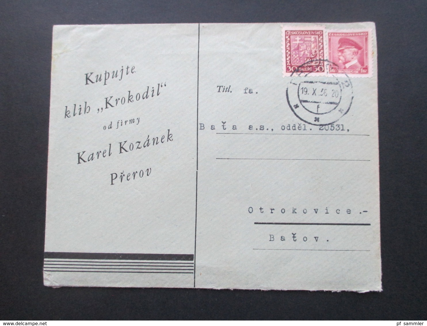 CSSR 1936 ? / 39 ? Kapujte Klih "Krokodil" Od Firmy Karel Kozanek Prerov Böhmen Und Mähren Mitläufer? - Lettres & Documents