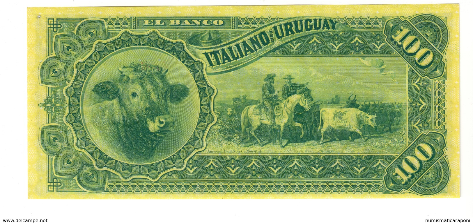 100 PESOS  BANCO ITALIANO DELL'URUGUAY 20 09 1887 R2 Q.fds/fds Lotto.1720 - Uruguay