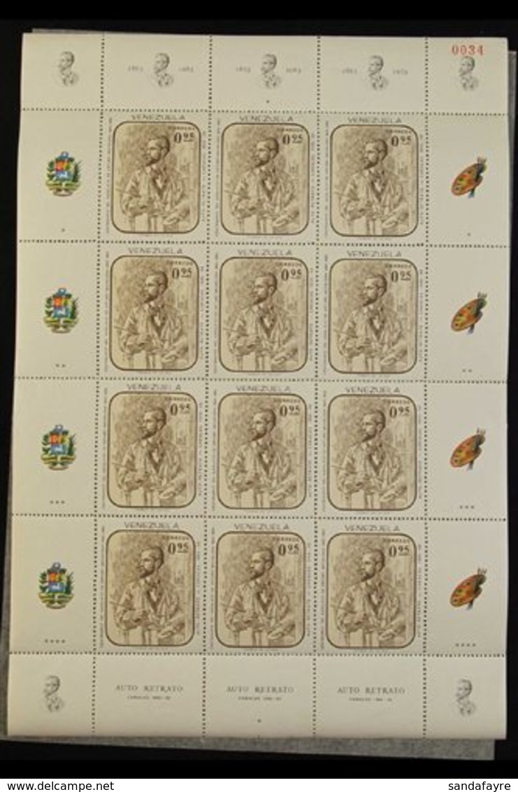 ART VENEZUELA 1966 Birth Centenary Of Arturo Michelina (painter) Set Of Six COMPLETE SHEETLETS Of 12 With Illustrated Ma - Ohne Zuordnung