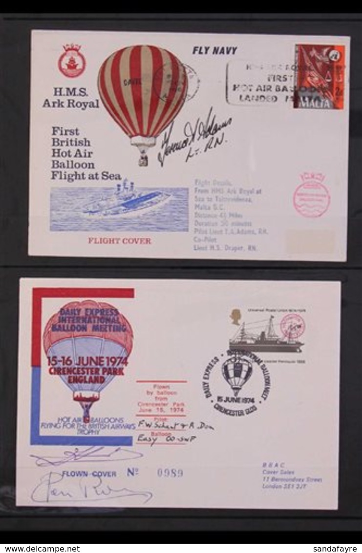 BALLOON POST 1970-84 Collection Of Mostly Great Britain Illustrated Covers Featuring Balloon Flights With Seven Signed C - Unclassified