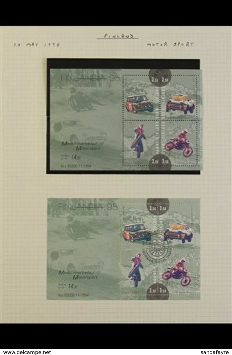 MOTORCYCLES FINLAND 1937-2015 Collection Of Mostly Covers On Leaves, Includes 1937 Postcard With "Elaintarhanajo Djurgar - Ohne Zuordnung