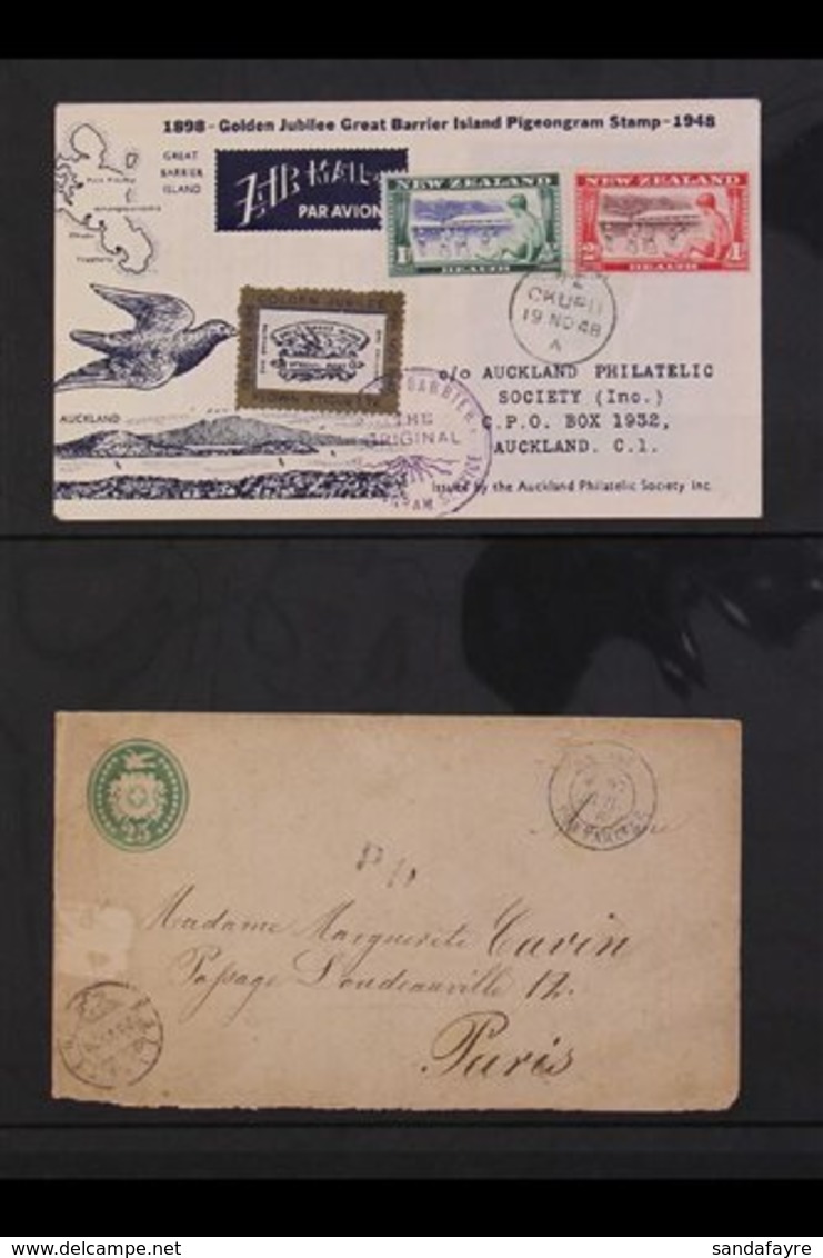 PIGEON POST 1948-97 Group With 1948 Great Barrier Island Golden Jubilee Illustrated Cover, Herm Island Tiny "cover" Bear - Non Classés