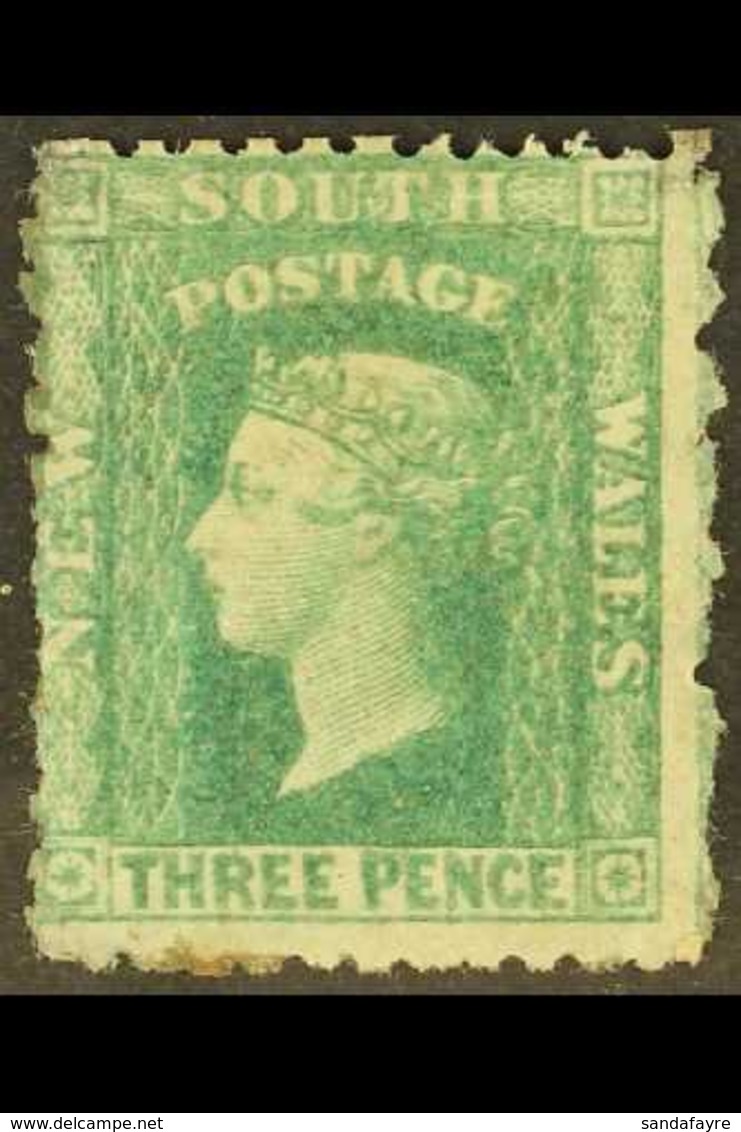 NEW SOUTH WALES 1860-72 3d Blue- Green Perf 12, SG 140, Mint, Some Missing Gum At Corners But Fresh And Attractive, Cat  - Sonstige & Ohne Zuordnung