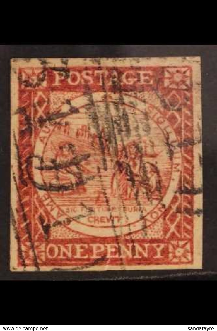 NEW SOUTH WALES 1850 1d Sydney View, Jeffreys Forgery, With Four Margins And "61" Cancel, Light Vertical Bend. For More  - Sonstige & Ohne Zuordnung