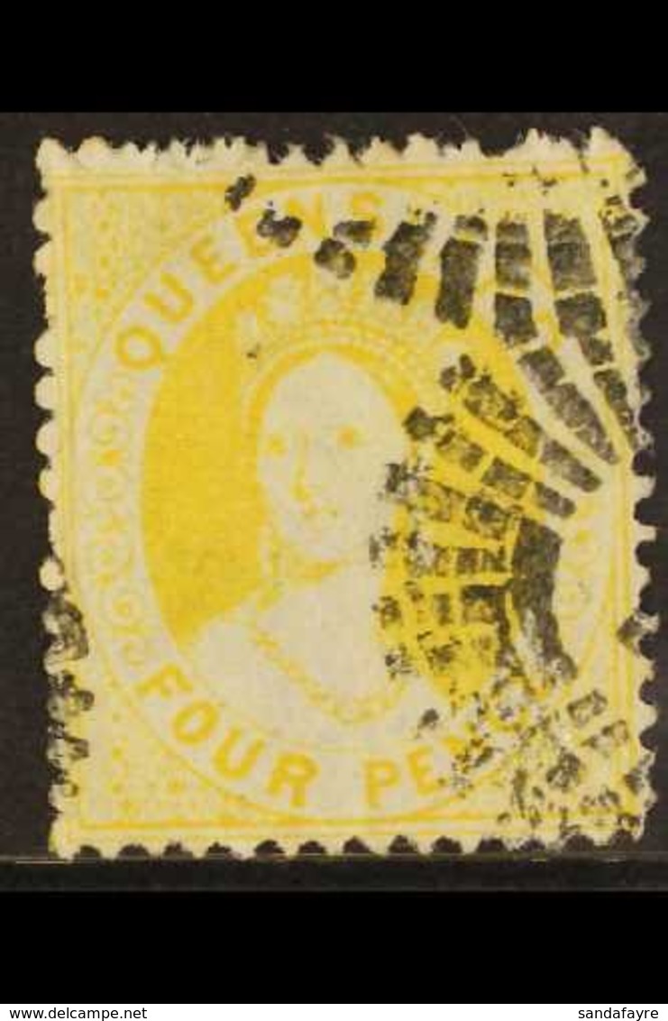 QUEENSLAND 1868-78 4d Yellow Chalon, 1st Transfer, SG 89, Nicely Used. For More Images, Please Visit Http://www.sandafay - Sonstige & Ohne Zuordnung