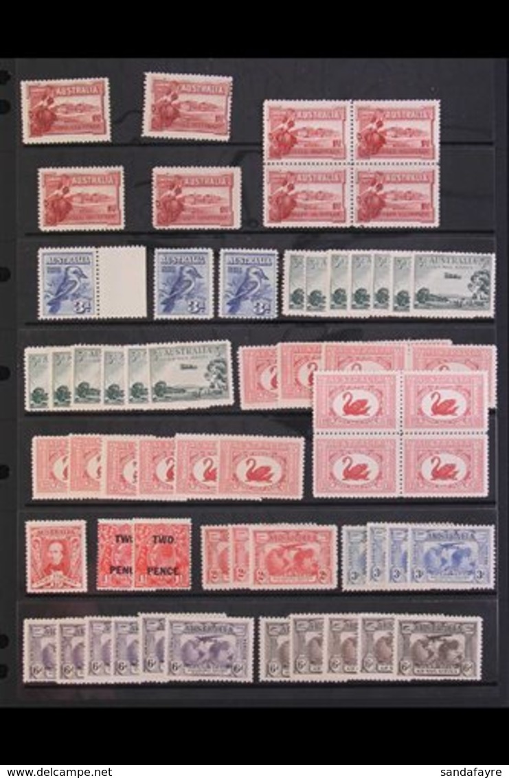 1927-1952 MINT ACCUMULATION ON STOCKLEAVES With Much Of Interest Throughout. Note 1929 3d Air (13), 1931 Kingsford Smith - Sonstige & Ohne Zuordnung