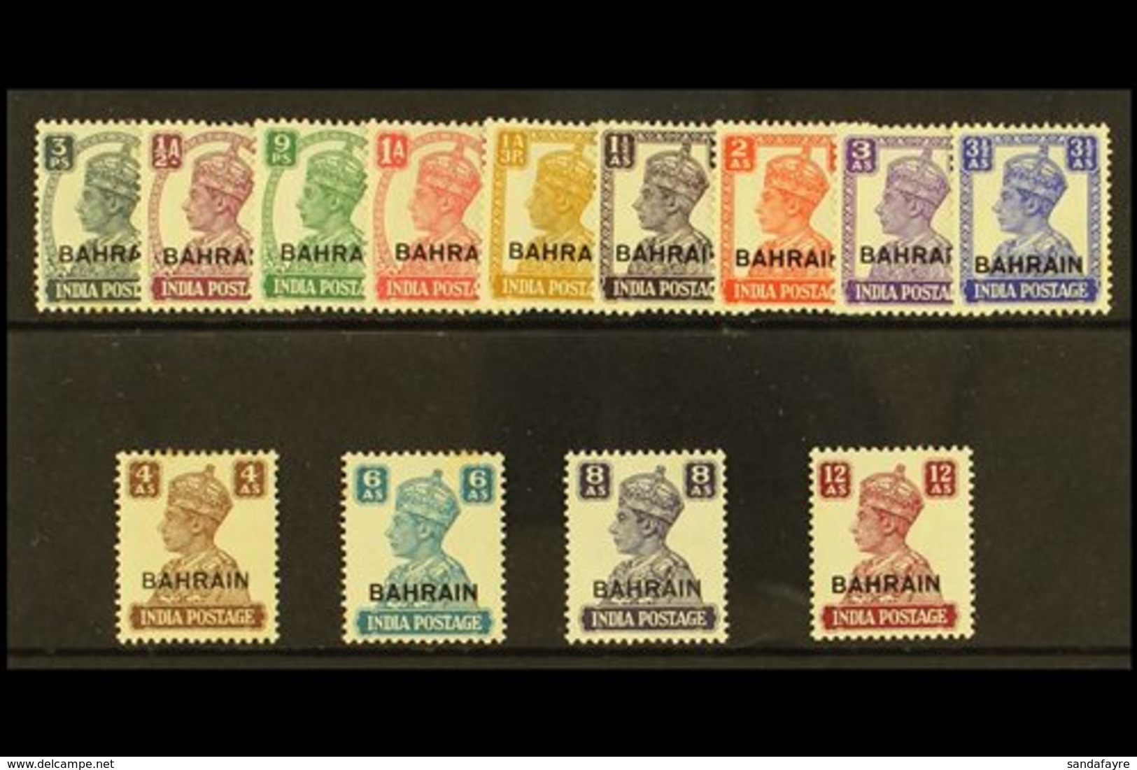 1942 Geo VI Set On White Paper. SG 38/50, Odd Gum Fault Otherwise Very Fine Mint. (13 Stamps) For More Images, Please Vi - Bahreïn (...-1965)