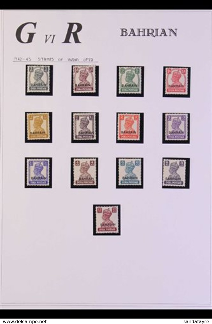 1942-55 FINE MINT COLLECTION Includes 1942-45 Complete Set On India (white Background), 1950-55 Overprints On Great Brit - Bahreïn (...-1965)