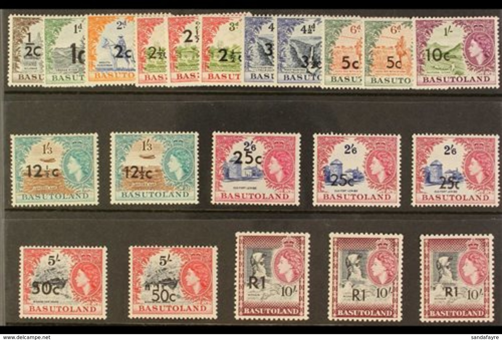 1961 Surcharges Set (SG 58/68b) With Most Surcharge Types Including All Three 25c On 2s6d And All Three 1R On 10s, Never - Altri & Non Classificati