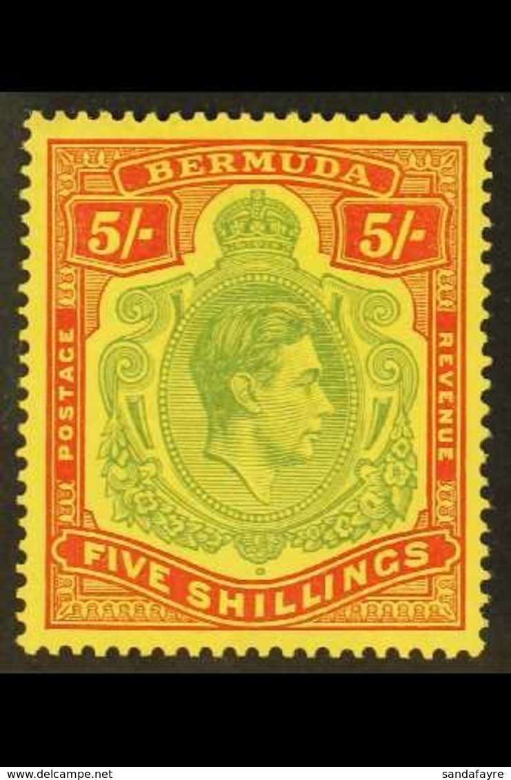 1939 5s Pale Green And Red On Yellow, SG 118a, Fine Mint With Barest Trace Of A Hinge. For More Images, Please Visit Htt - Bermudes