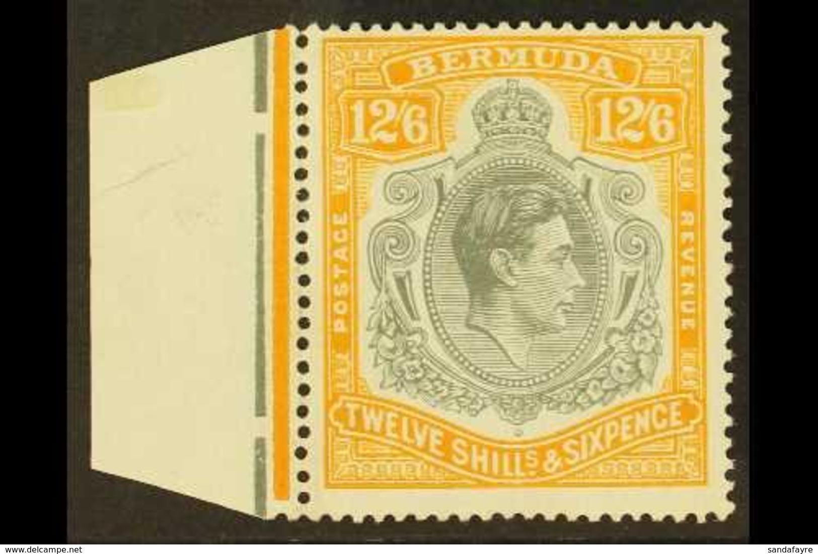 1940 12s.6d Grey And Pale Orange, SG 120b, Fine Nhm Marginal Example. For More Images, Please Visit Http://www.sandafayr - Bermuda