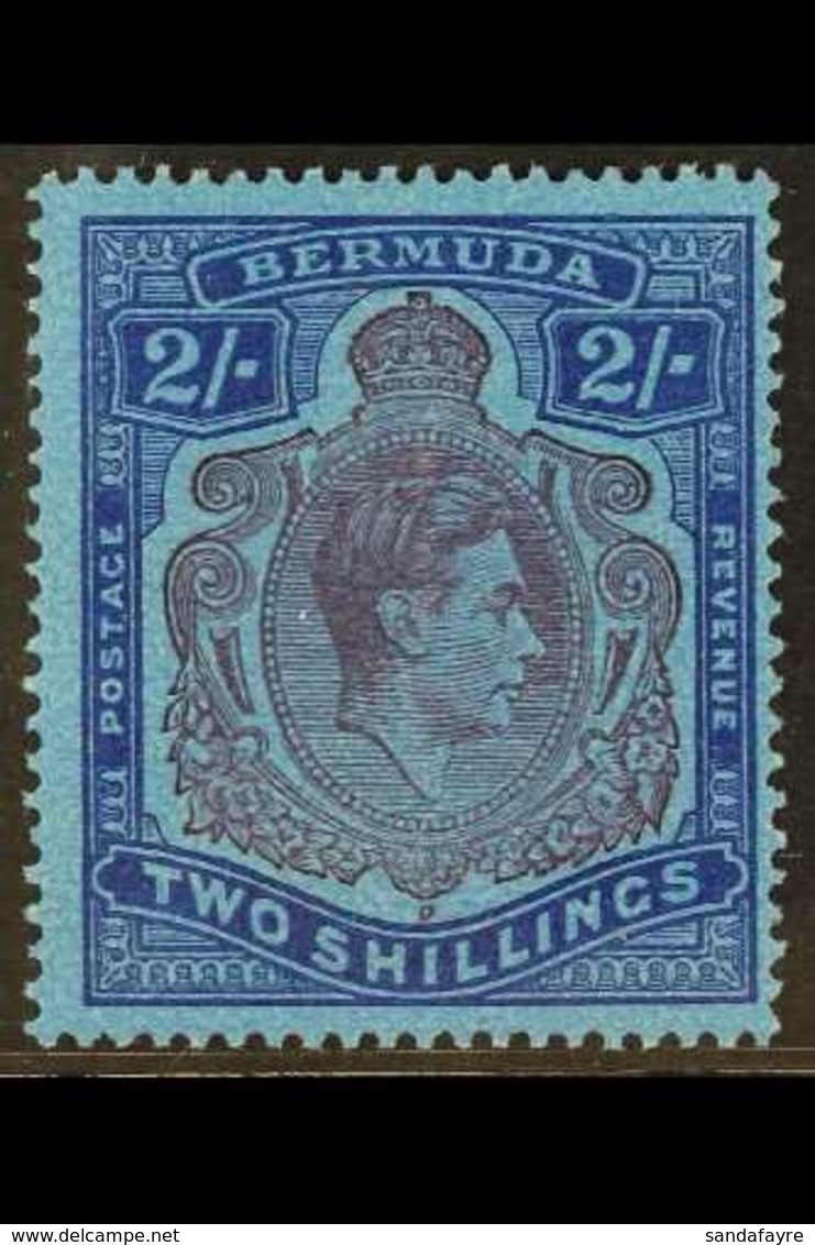 1942 2s Purple And Blue On Deep Blue, Gash In Chin, SG 116cf, Very Fine Mint. For More Images, Please Visit Http://www.s - Bermudes