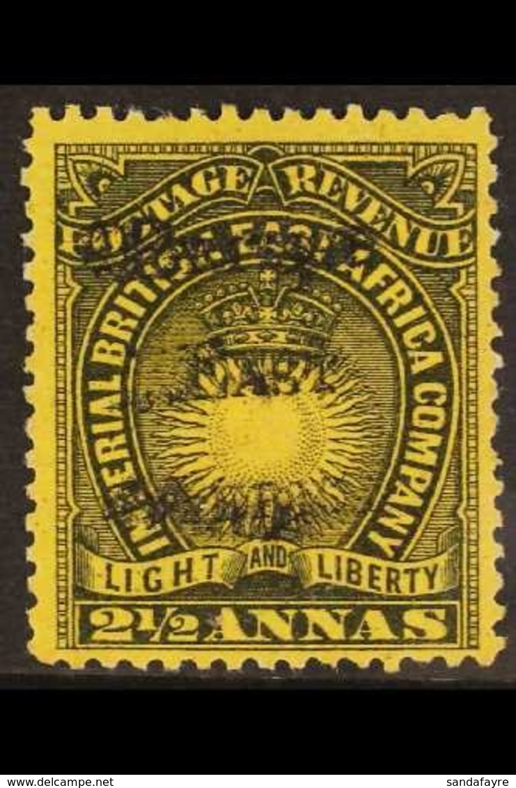 1895 2½a Black On Bright Yellow With OVERPRINT DOUBLE Variety, SG 36a, Fine Unused Without Gum. For More Images, Please  - Africa Orientale Britannica