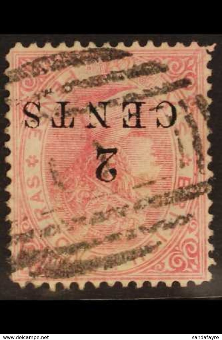 1888 (perf 14) 2c On 6d Rose, Wmk Crown CC INVERTED, SG 25w, Good Used. Cat £650. For More Images, Please Visit Http://w - Britisch-Honduras (...-1970)