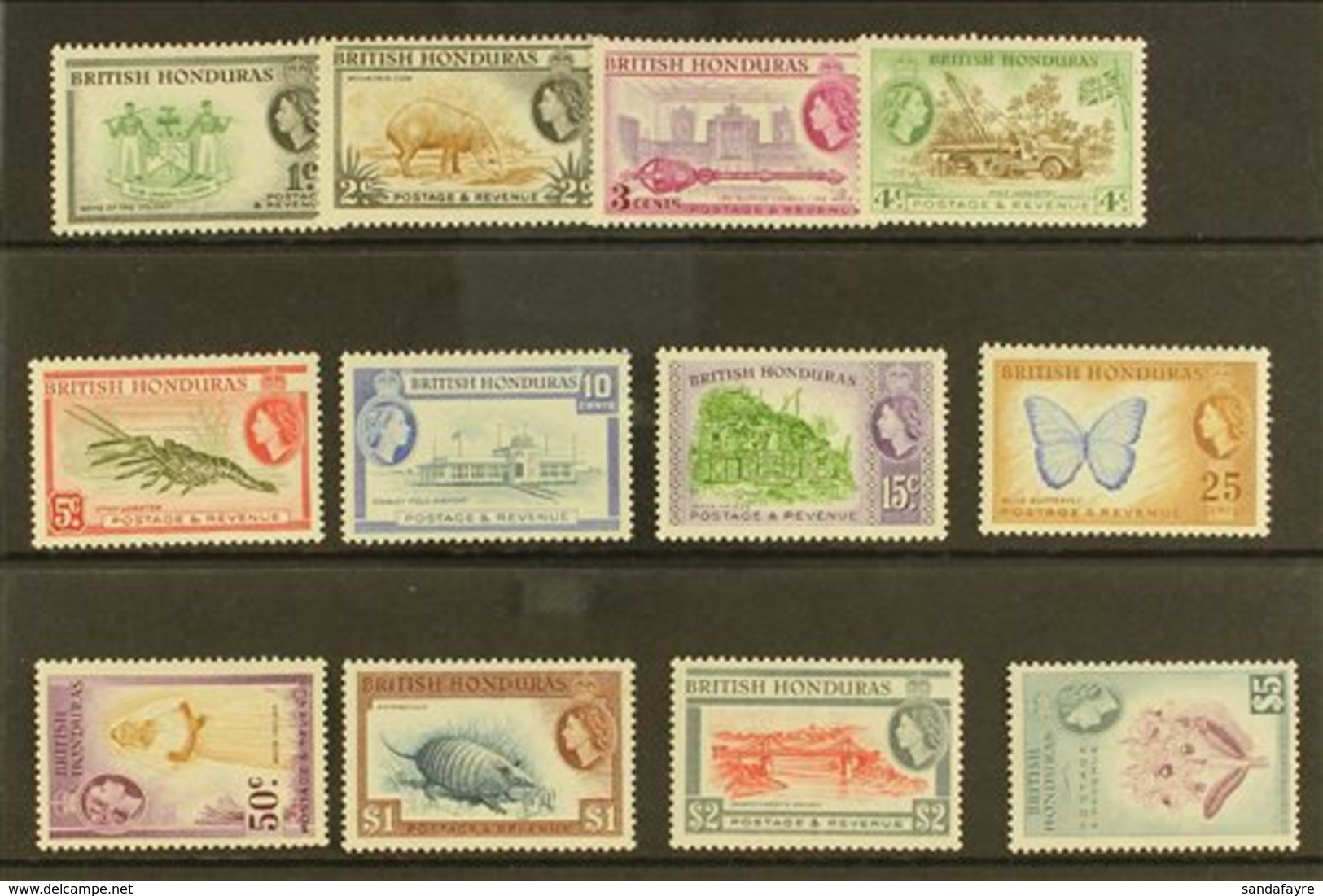 1953-62 Complete Definitive Set, SG 179/90, Never Hinged Mint (12 Stamps) For More Images, Please Visit Http://www.sanda - Britisch-Honduras (...-1970)