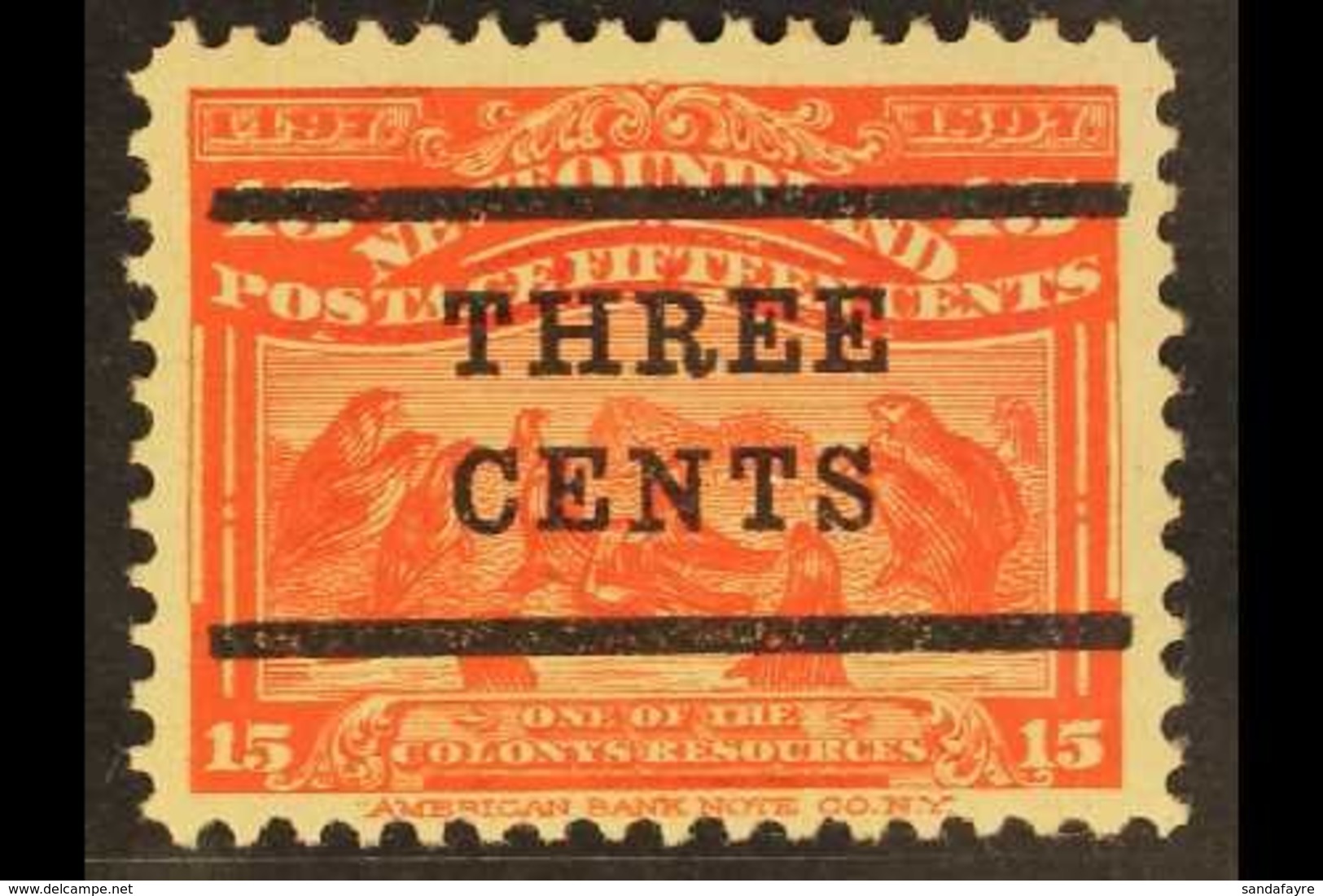 1920 3c On 15c Bright Scarlet, Type A Overprint (Bars 10½mm Apart), SG 145, Fine Mint. For More Images, Please Visit Htt - Other & Unclassified