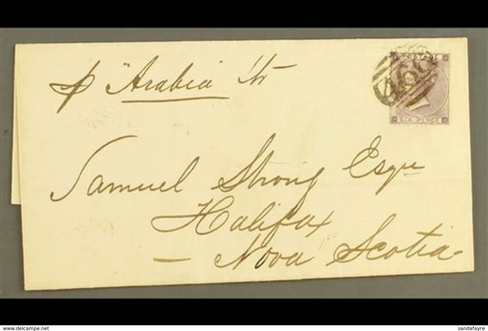 1863 COVER FROM ENGLAND Bearing GB 1862-64 6d Lilac Tied By "466" Numeral Of Liverpool And Endorsed "p "Arabia" Str-", T - Sonstige & Ohne Zuordnung